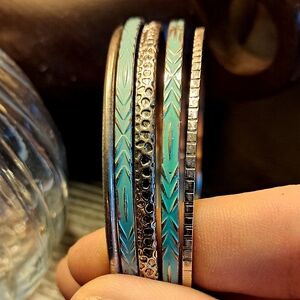 Vintage Bangle Bracelets, Set Of 5